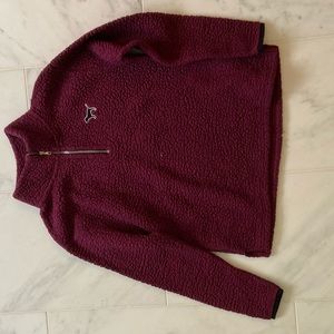 PINK Victoria’s Secret maroon sherpa quarter zip
